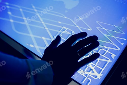 Preview: Hand on a cyber space table