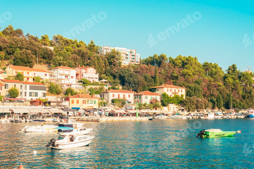 Preview: Rabac Croatia - 26 August 2023: Waterfront of Rabac town, Adriatic sea, Croatia