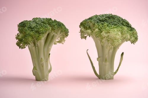Preview: Raw broccolis isolated on a pink background