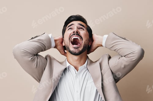 Preview: man pleads angry suit crazy sad businessman boss business screaming work