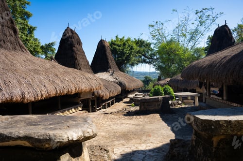 Preview: Thatched roofs of houses in Kampung Praijing, Sumba Island, Indonesia