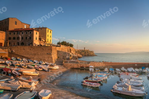 Preview: Sunset over Piombino seafront. Tuscany, Italy