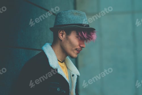 Preview: Blue filter urban style portrait of boy