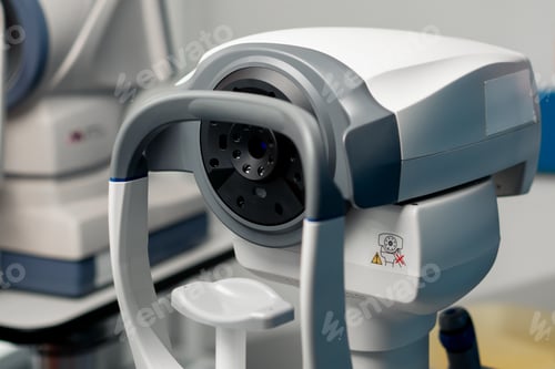 Preview: close-up in an ophthalmology clinic a machine for checking the focal length of the eyes