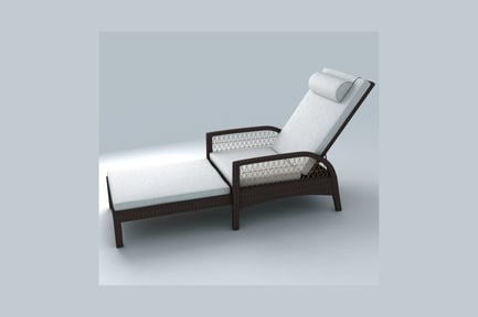 Preview: Wicker chaise lounge with cushion and footrest