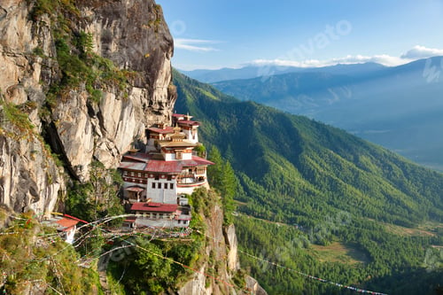 Preview: Himalayan Buddhist temple complex perched on a vertical rockface.
