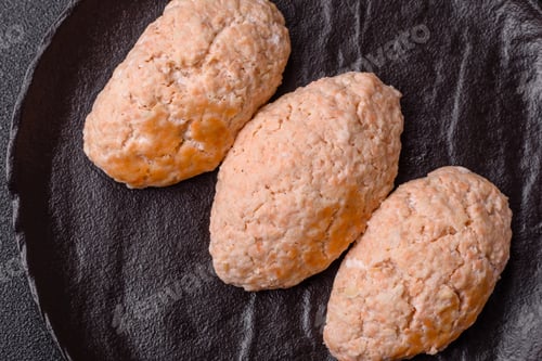 Preview: Steamed fish or chicken cutlets or meatballs with salt and spices. Fish cutlets
