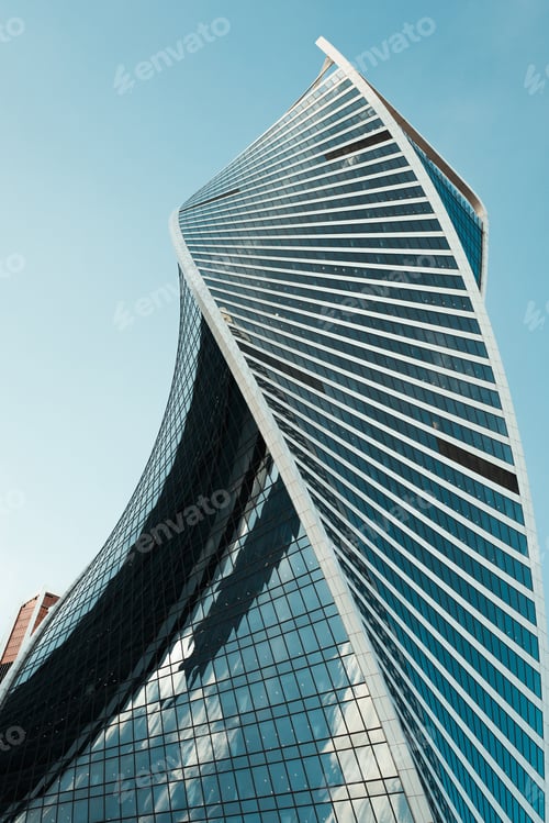 Preview: Modern architecture, high-rise building in a spiral, business and financial center, office