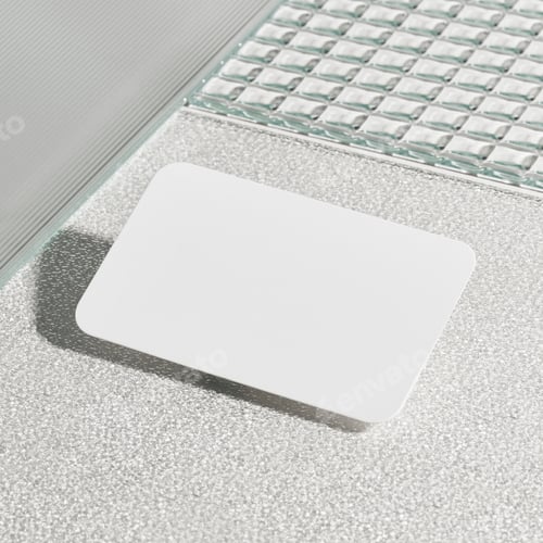Preview: Blank white card on pattern glass