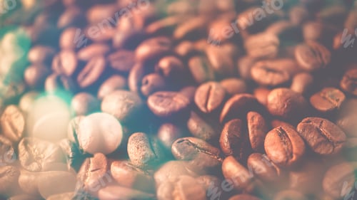 Preview: Coffee Beans And Bokeh In Vintage Color Style For Background