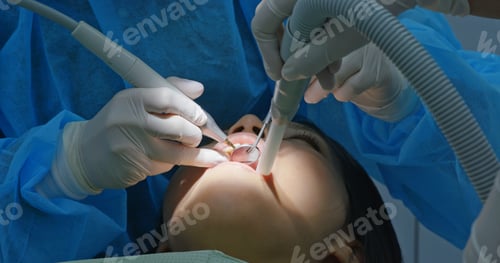 Preview: Woman under dental check up in clinic