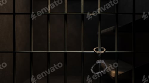 Preview: Dimly Lit Prison Cell and Handcuffs