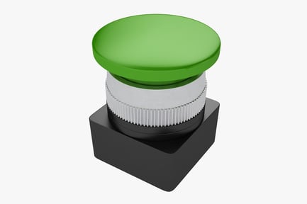 Visualização: Botão de controle industrial verde