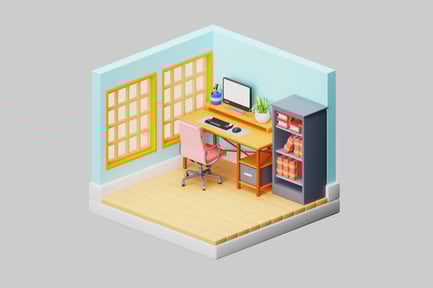 Preview: Isometric home office workstation nook