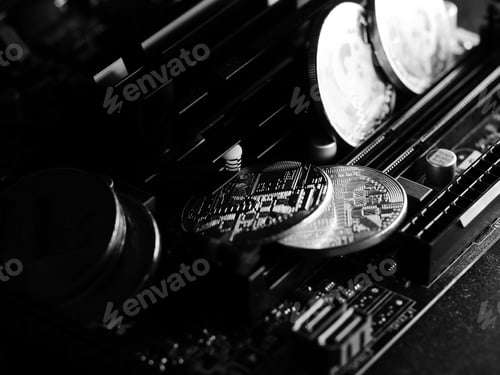 Preview: Grayscale of cryptocurrency coins lit in the darkness