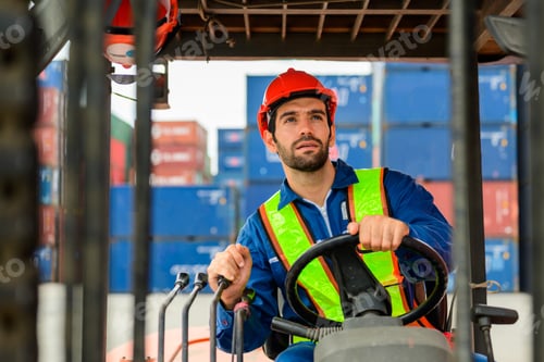 Preview: Warehouse engineer worker checking and working at industrial container station