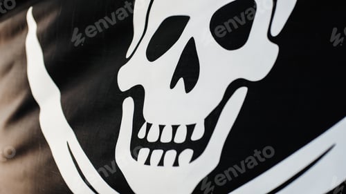 White Skull and Crossbones on Black Background