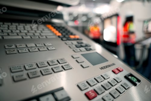 Preview: A computer keyboard with a green button on the bottom right
