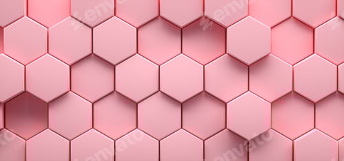 Preview: 3D Illustration. White geometric hexagonal abstract background. Futuristic and technology concept