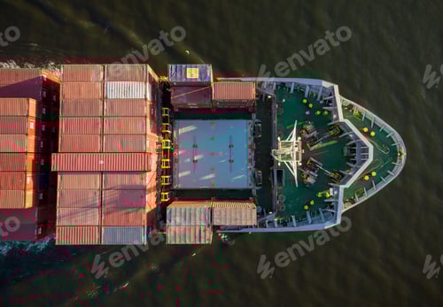 Preview: Aerial view of cargo container ship in the sea