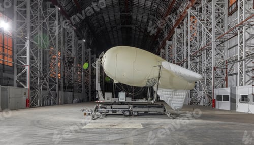 Preview: Aerostat in a huge aircraft hangar
