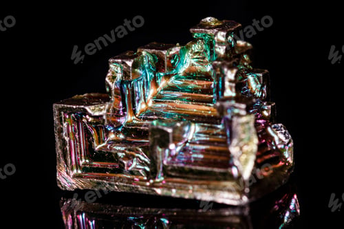 Preview: Macro mineral stone Bismuth on black background