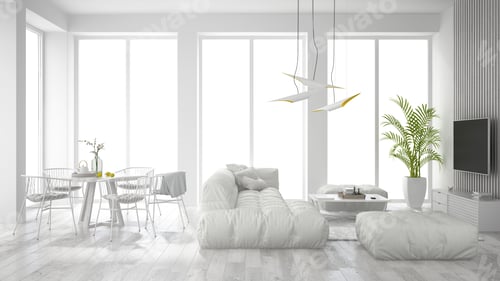 Preview: white interior design 3D rendering