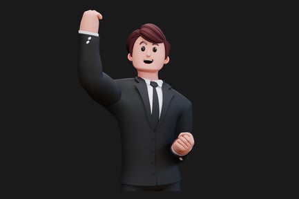 Preview: Man in suit with raised arm