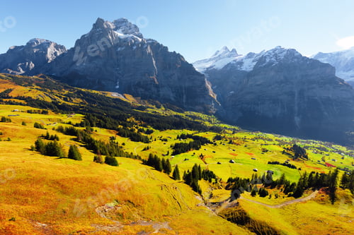 Preview: Picturesque autumn landscape in Grindelwald village