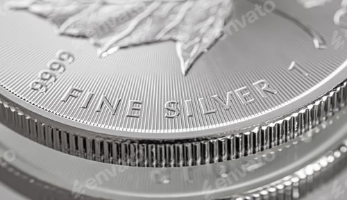 Preview: Macro Close up of a Silver Canadian Maple Leaf Bullion Coin