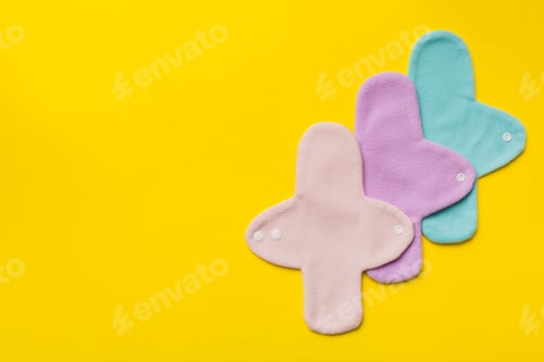 Preview: Eco-friendly reusable fabric women's pads. set of colorful bright