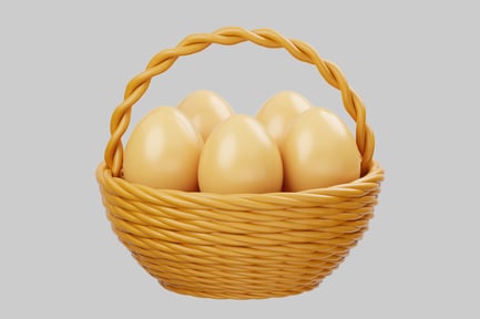 Preview: Wicker basket with yellow eggs