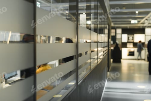 Preview: Office building corridor, interior inside. Selective soft focus. Defocus business background