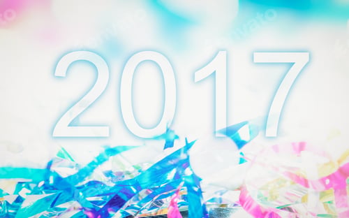 Preview: 2017 Happy Newy Year Text On Colorful Shiny Vivid Ribbon