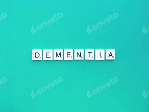 Preview: Dementia letters word on a green background