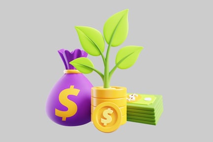 Preview: Money bag with plant growth