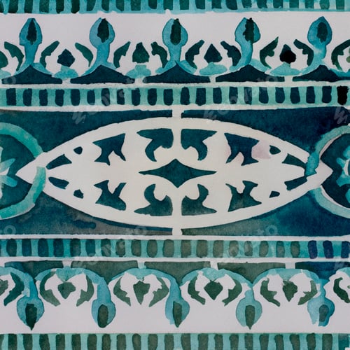 Preview: Watercolor illustration of portuguese ceramic tiles pattern