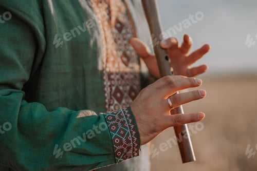 Preview: Hands Of Man Playing On Woodwind Wooden Flute - Ukrainian Sopilka