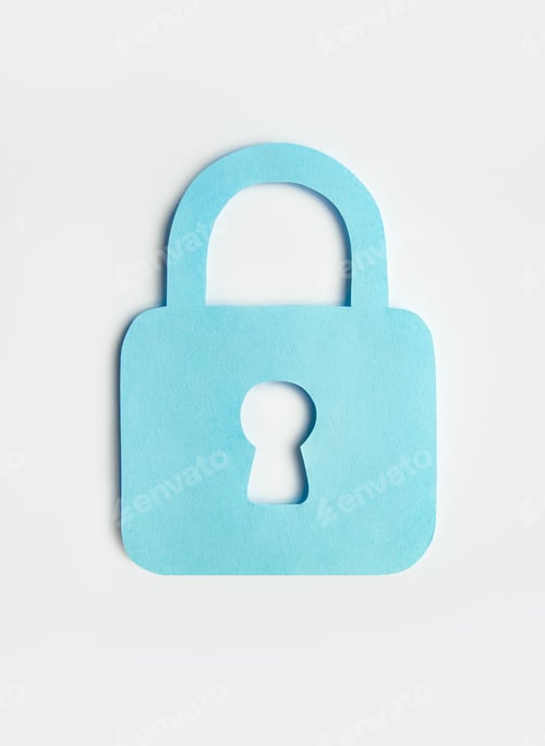 Preview: Blue castle on a gray background.Concept of cyber security. Informational security.