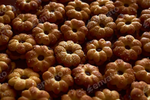Preview: Background sweet biscuit with pineapple jam