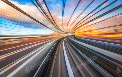 Preview: Motion blur of train moving inside tunnel in Tokyo, Japan