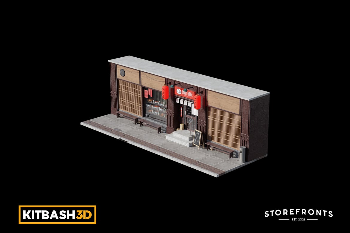 Kitbash: Storefronts - Ramen Shop 3D, Incl. japan & shop - Envato