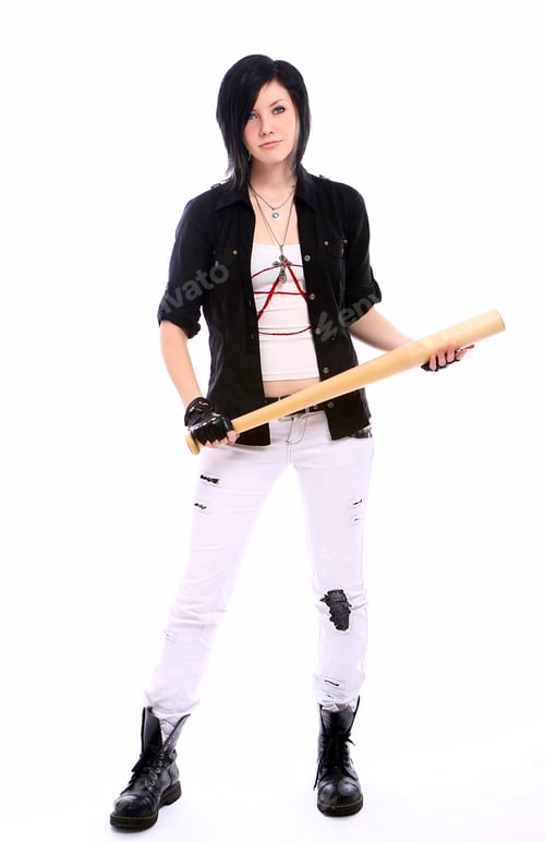 Preview: Young punk girl with baseball bat