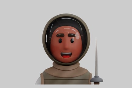 Preview: Cartoon spaceman fencer with foil