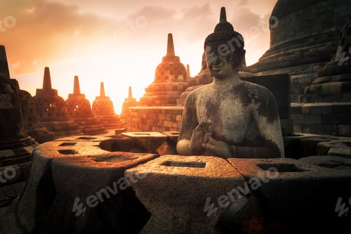 Preview: Ancient Borobudur Buddhist temple. Java, Indonesia