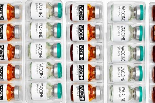 Preview: Pile of vials of Sars-cov-2 vaccine close up