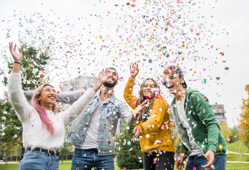 Preview: Group of young students bonding outdoors