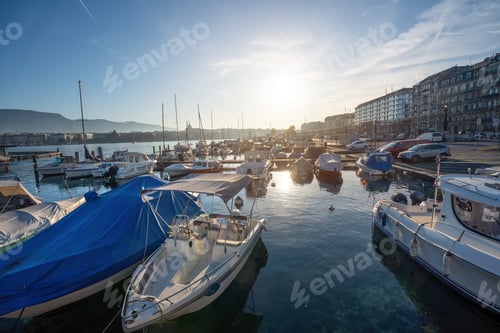 Preview: Pier with Boats at Lake Geneva - Geneva, Switzerland