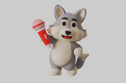 Preview: Cartoon wolf singing karaoke