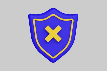 Preview: Shield with yellow outline and yellow "X" on blue background.